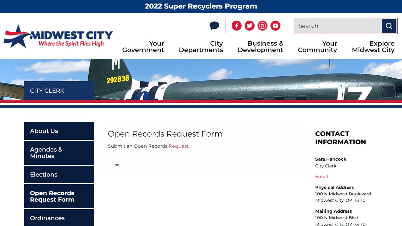 Open Records Request Form | Midwest City Oklahoma